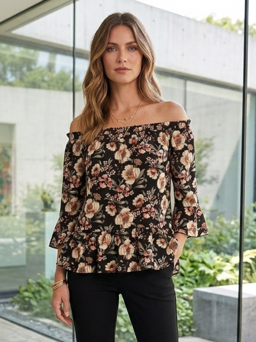 Take 50% OFF- R n B Floral Ruffle Mini Skirt - Black with Pink Floral, Size-S